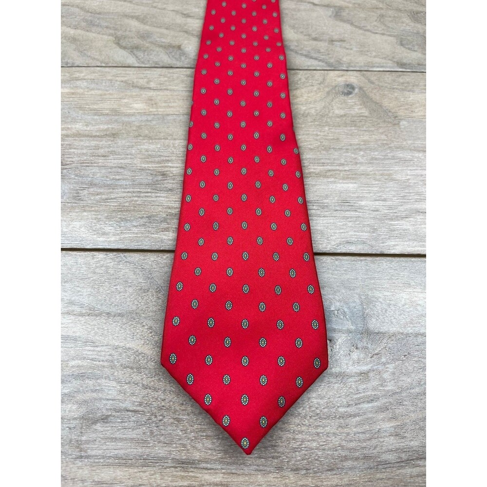 Mark Alexander Men's Red Silk Tie with Small Oval Pattern
